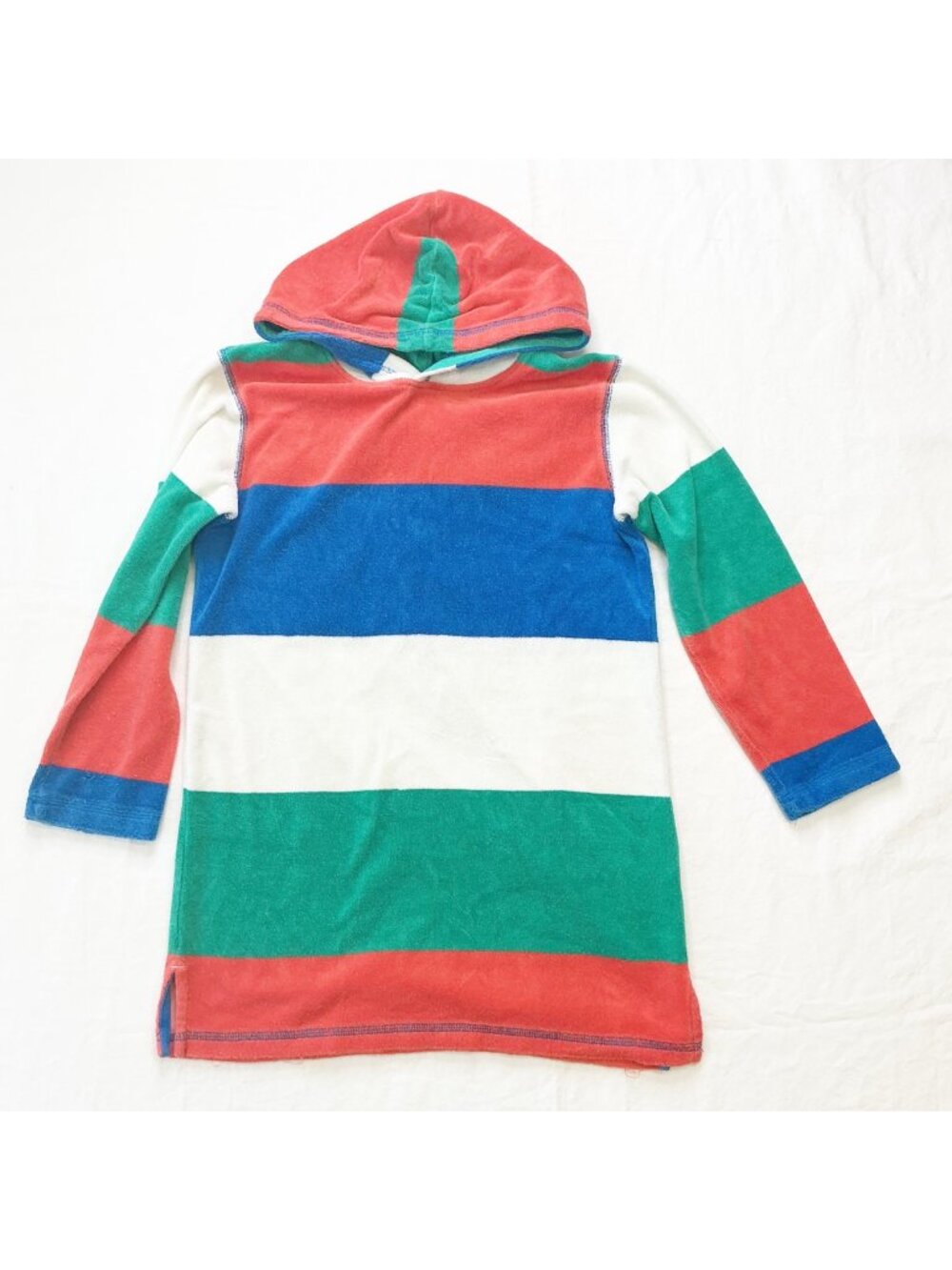 Mini Boden Kids Towelling Throw On Hooded Striped Cover-Up Ages 8-9 Years